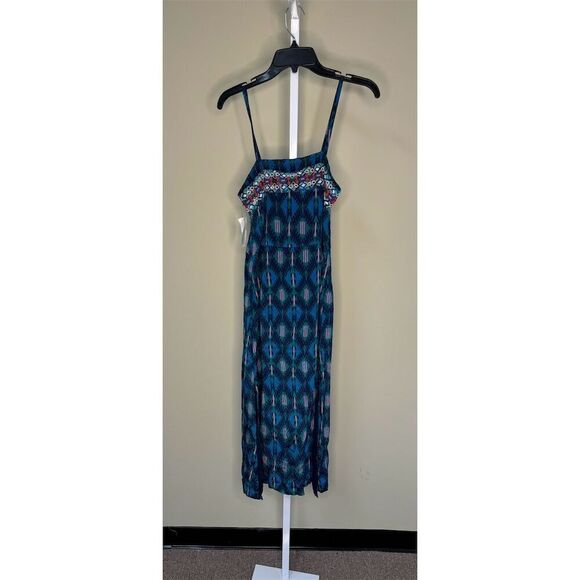 Blue Patterned Midi Dress - Picture 4 of 9